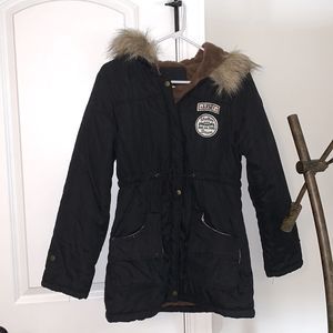 Winter Jacket with warm fuzzy Hood Size Medium